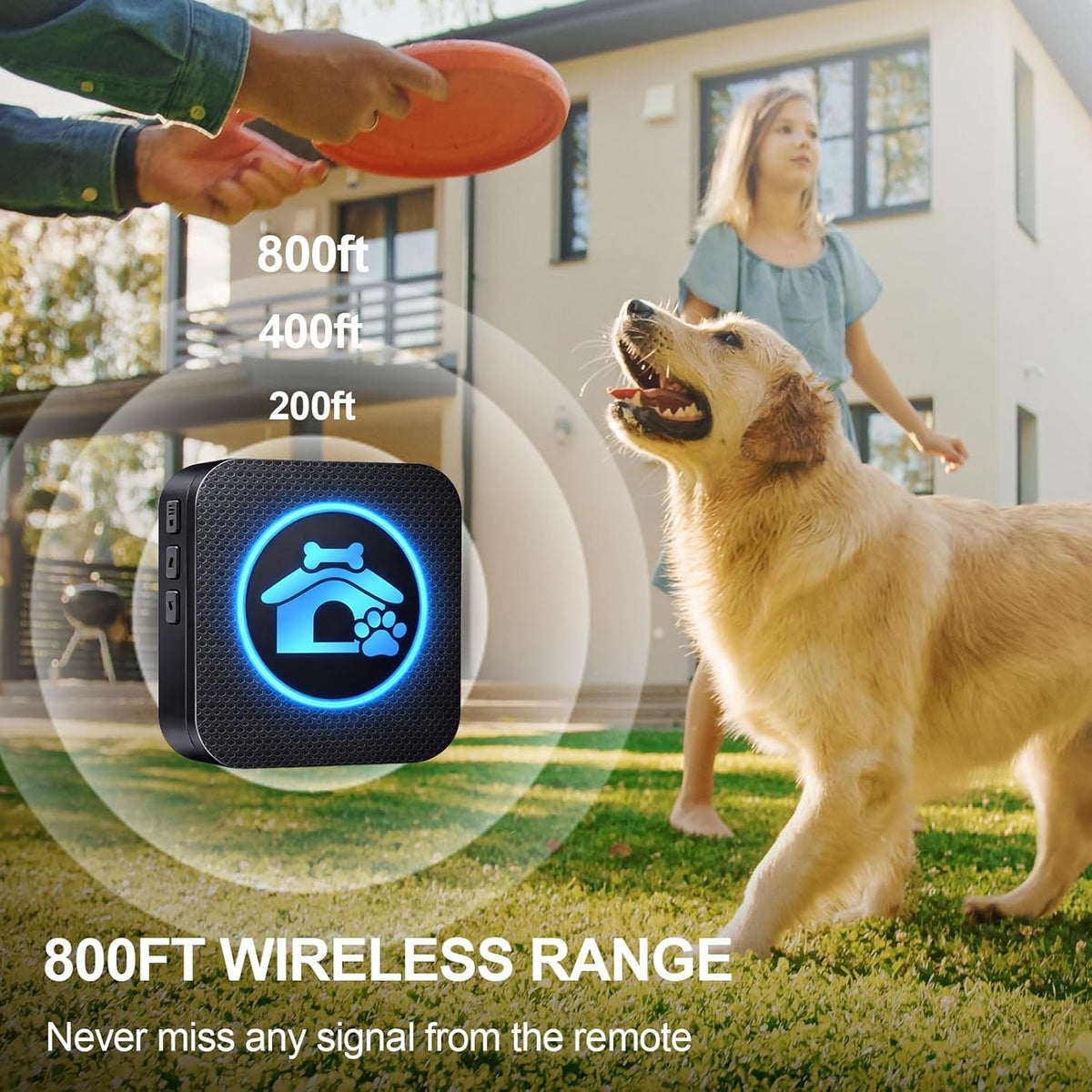 Close up of waterproof pet doorbell button with dog silhouette