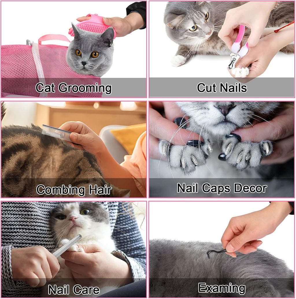 Scratch proof polyester mesh bag for safe cat claw trimming and ear cleaning