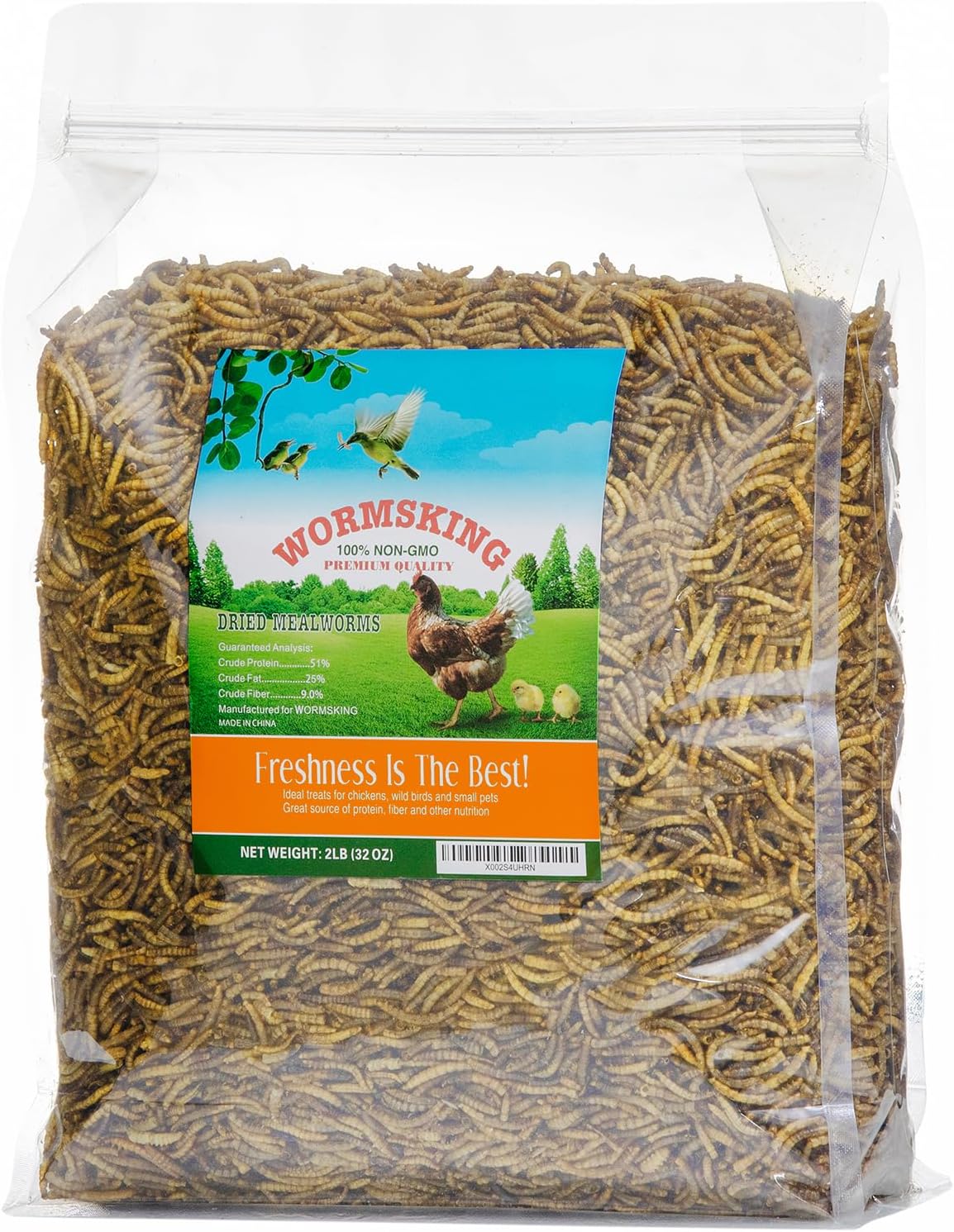WORMSKING Dried Mealworms for Wild Birds and Chicken, 2LB | For Poultry, Tasty Bird Food, Great Bird Watching Gift - Image 1