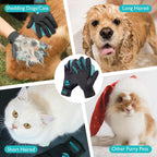 Cooljob pet grooming gloves demonstrating wet bath usage