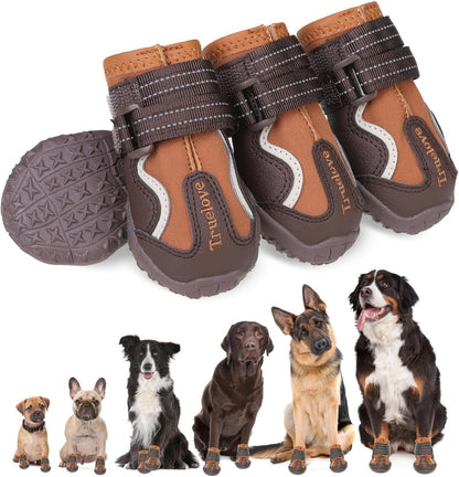 EXPAWLORER 4PCS Anti-Slip Dog Shoes - Waterproof Dog Booties & Paw Protectors with Reflective Straps for Outdoor Cold/Hot Pavement, Indoor Hardwood Floors, Winter Boots for Small Medium Large Dogs - Image 13