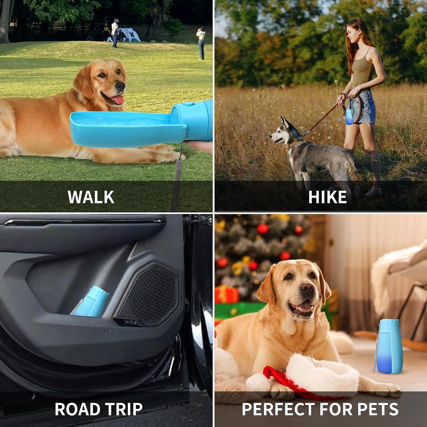 VEPOUYU dog travel bottle folded down into its compact storage position for easy transport.