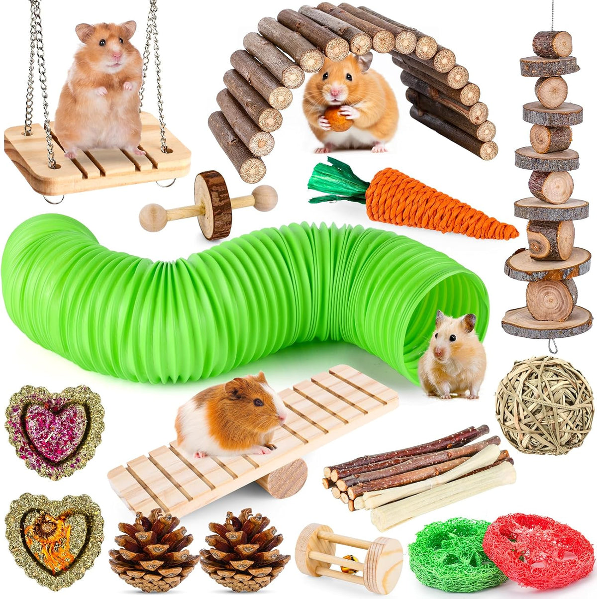 52Pcs Rabbit Chew Sticks, Guinea Pig Toys, Natural Timothy Grass Molar Teeth Stick, Mixing Flowers, Roses, Calendula and Forget Me Not, Small Animals Treats - Image 9