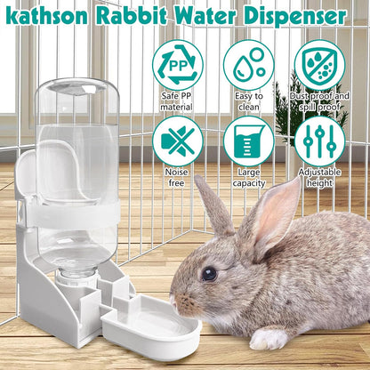 kathson 2PCS Rabbit Water Bottle, 17oz Hanging Water Fountain Automatic Dispenser No Leak WaterFeeder for Bunny Chinchilla Guinea Pig Hedgehog Ferret - Image 8