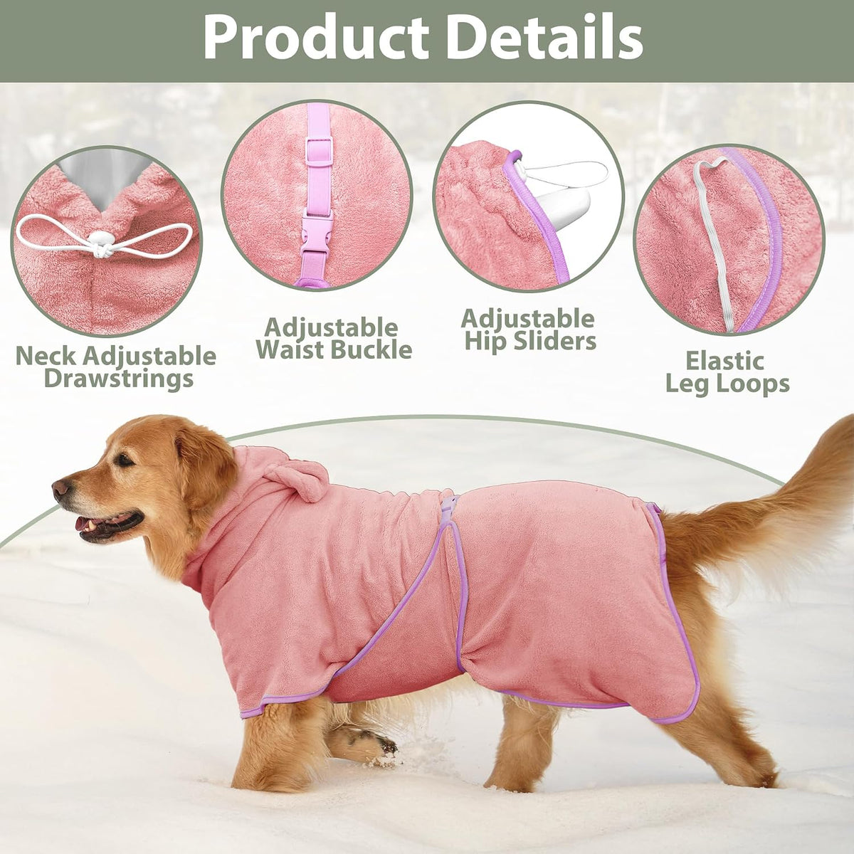 HhiMyOct hooded pet towel robe with bunny ears detail closeup
