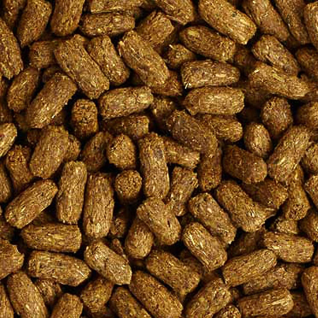 Close up of grass hay based tortoise food pellets