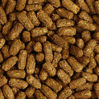 Close up of grass hay based tortoise food pellets
