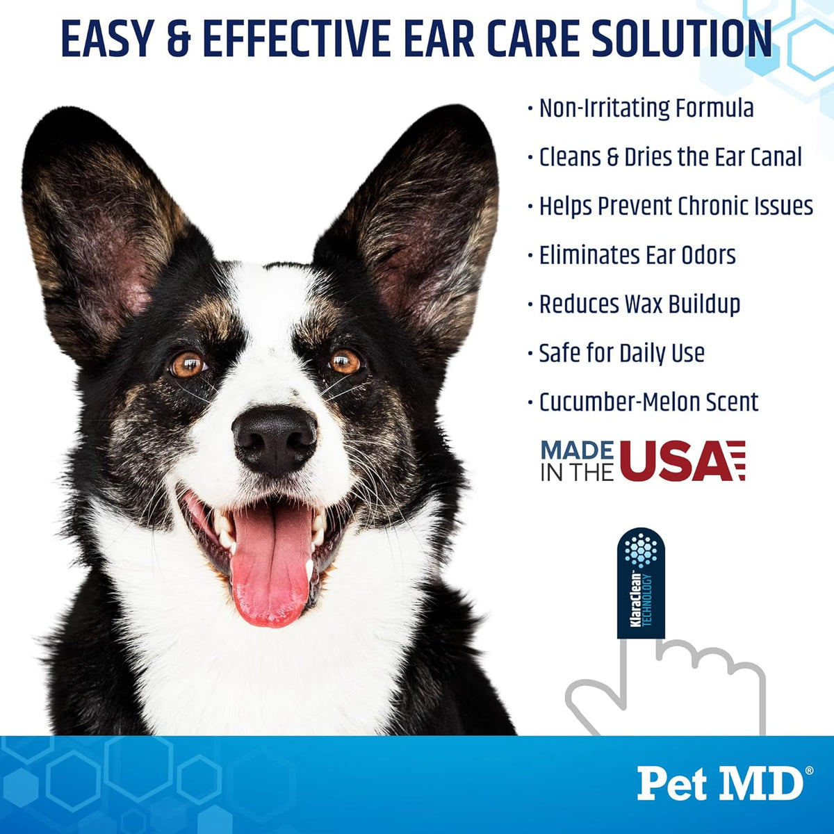 Pet MD Advanced Ear Finger Wipes cucumber melon scent label close up