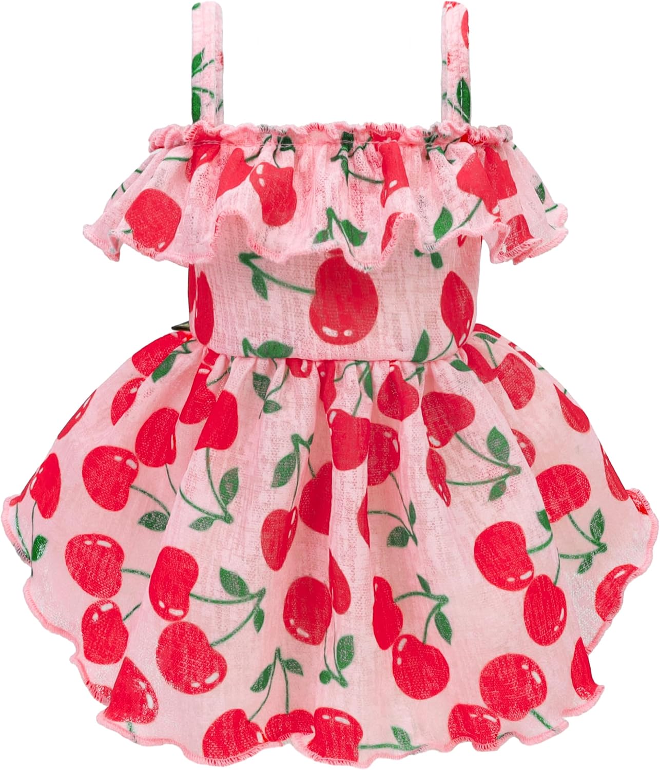 Fitwarm Flamingo Dress, Summer Clothes for Small Dogs Girl, Ruffled Hawaiian Sundress, Pet Outfit, Blue, Pink, Medium - Image 11