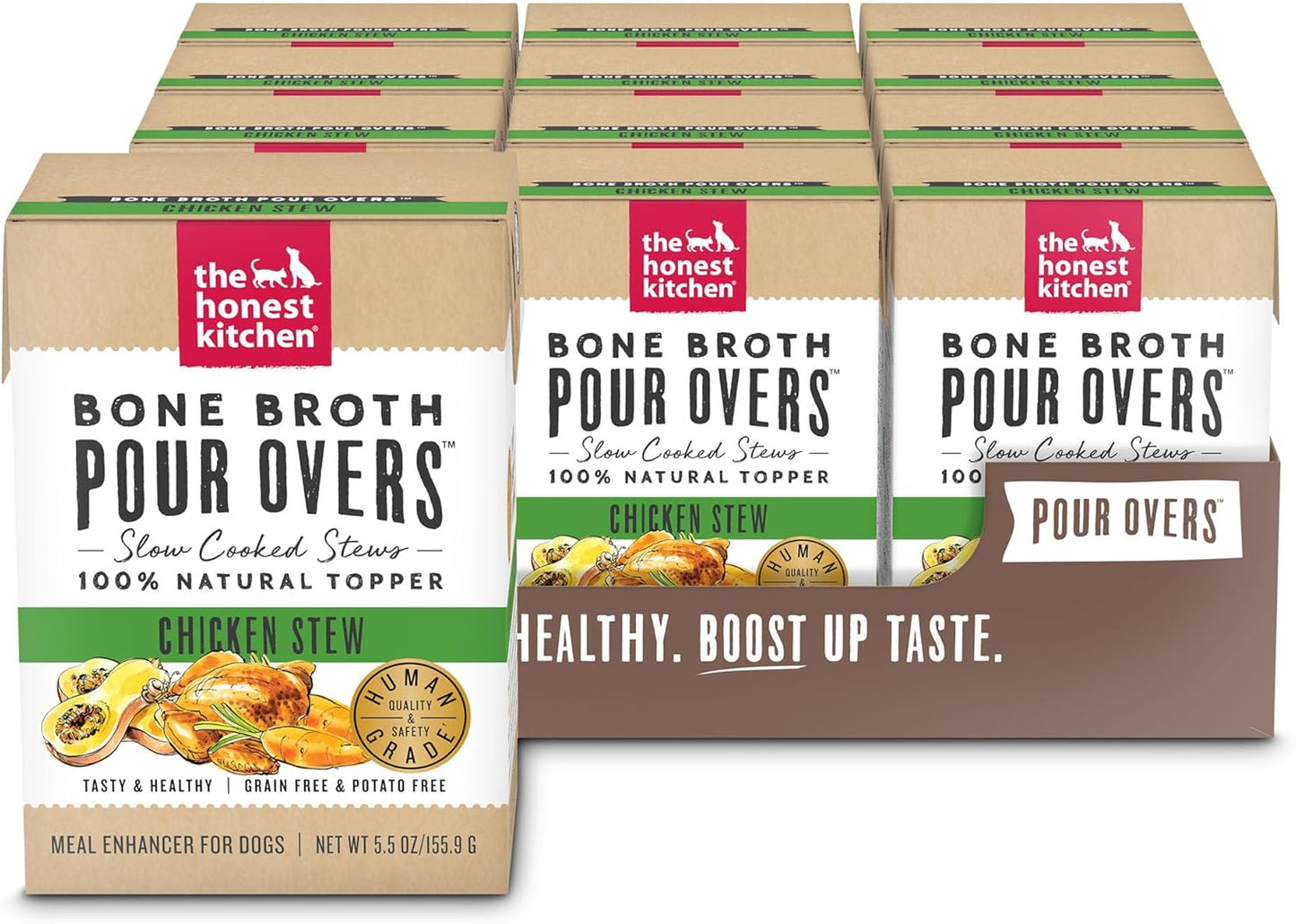 The Honest Kitchen Human Grade Bone Broth POUR OVERS Wet Toppers for Dogs (12 Pack), 5.5 oz - Beef Stew - Image 10