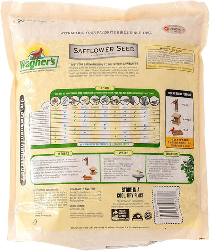 Wagners 57075 Safflower Seed bag detail showing premium ingredients
