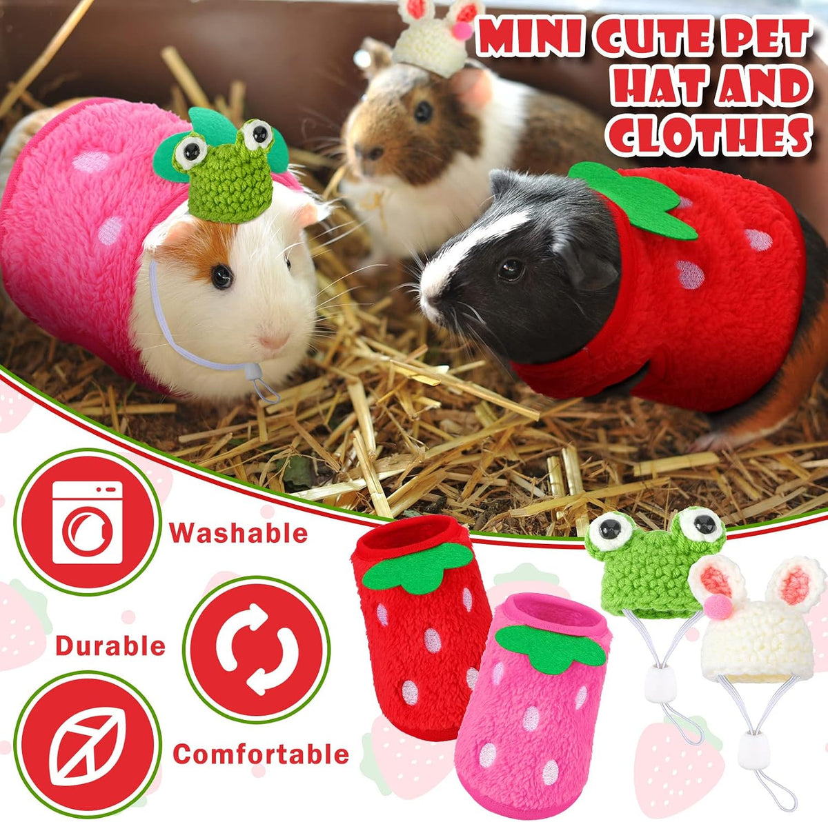 Soft flannel small pet vest and yarn hat accessory set