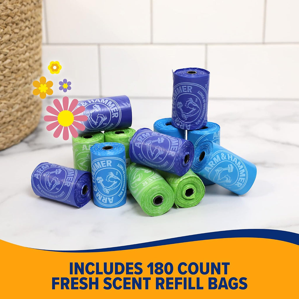 Arm and Hammer dog poop bags showing the easy tear perforated seam.