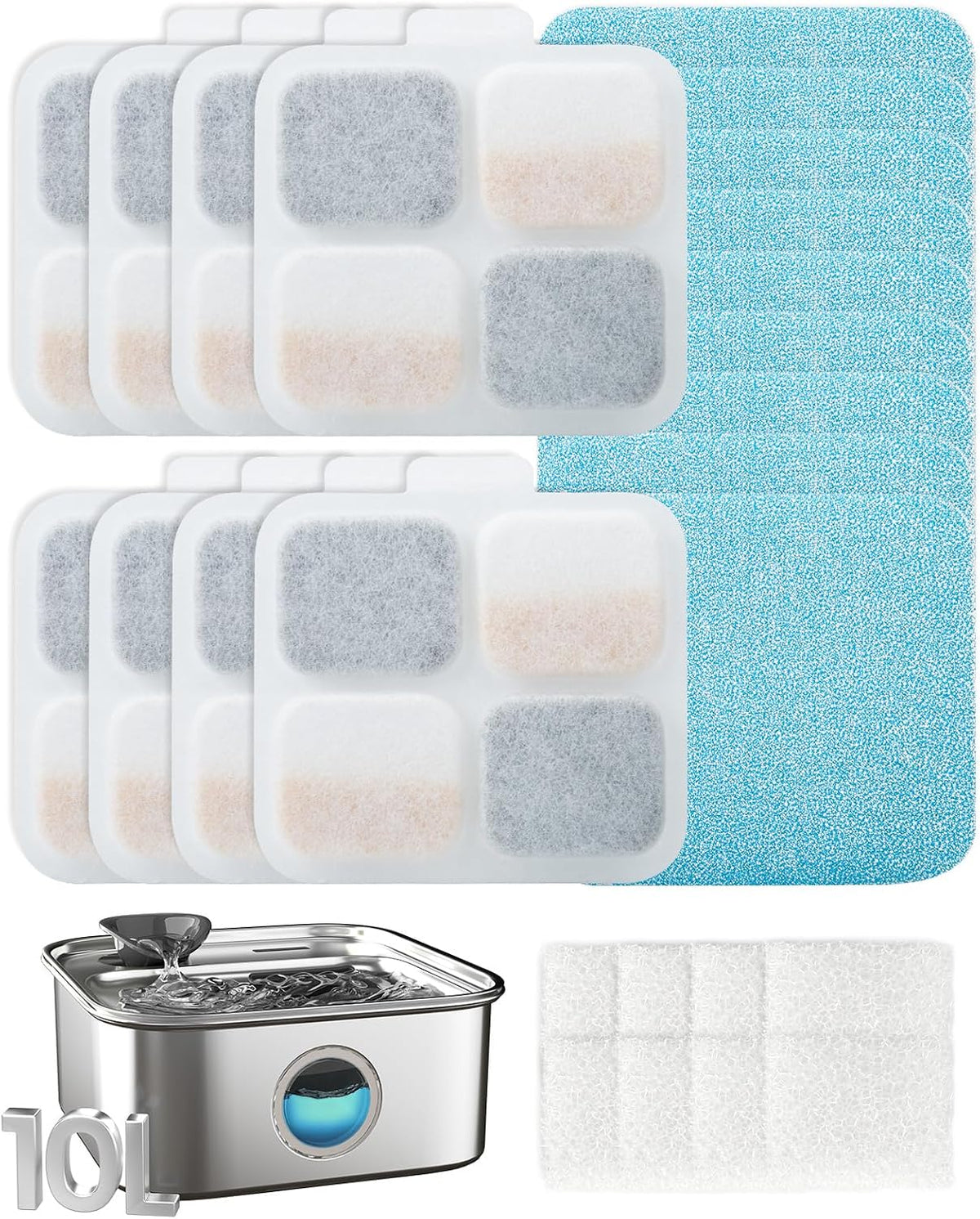 oneisall Dog Water Fountain for Large Dogs, 10L/2.6Gal Stainless Steel Automatic Dog Water Bowl Dispenser with Deeper, Wider Drinking Area, Water Window & Triple Filtration for Large Dogs & Multi-Pet - Image 10