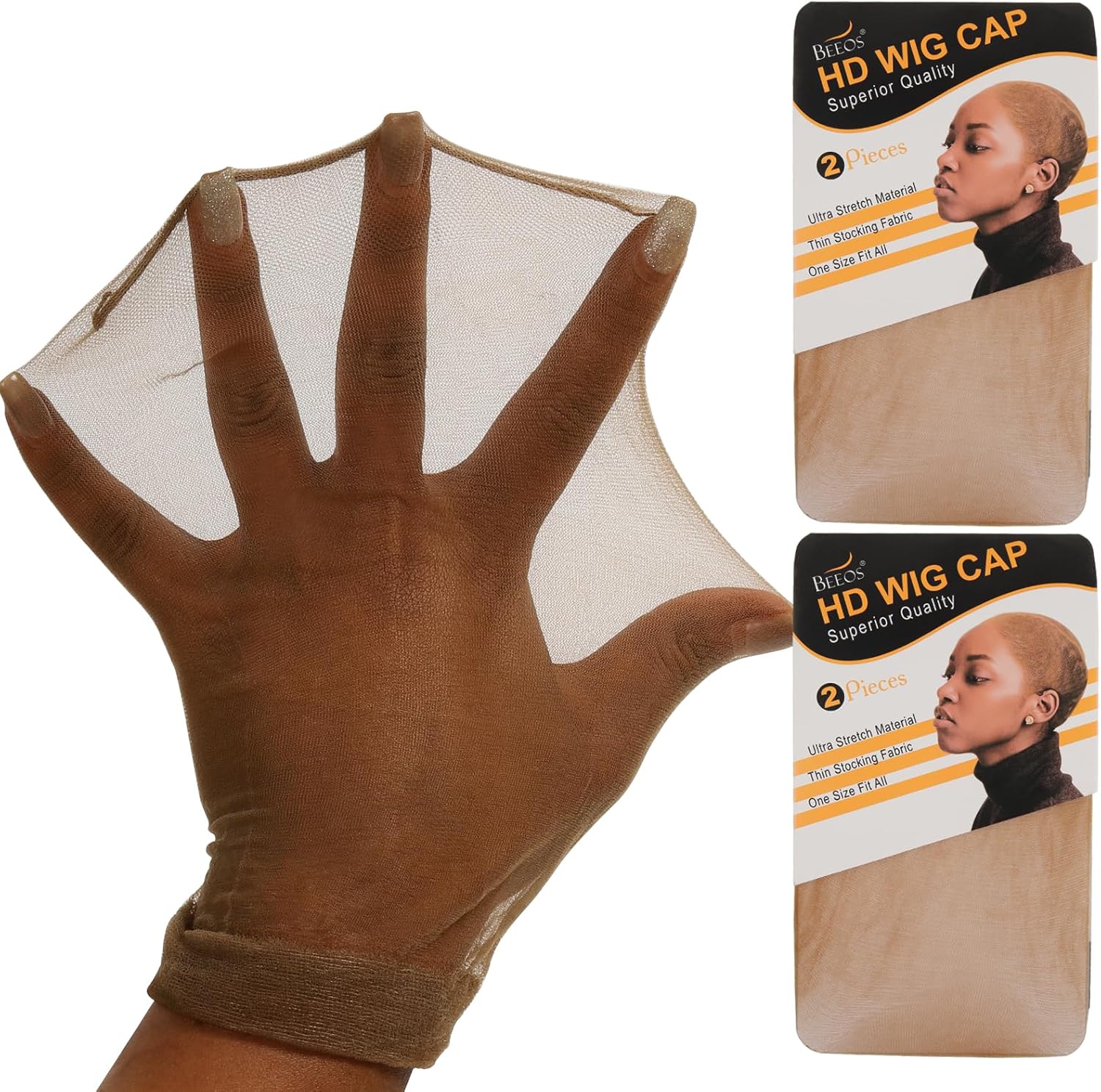 BEEOS Dark Brown Skinlike HD Wig Cap set of 4