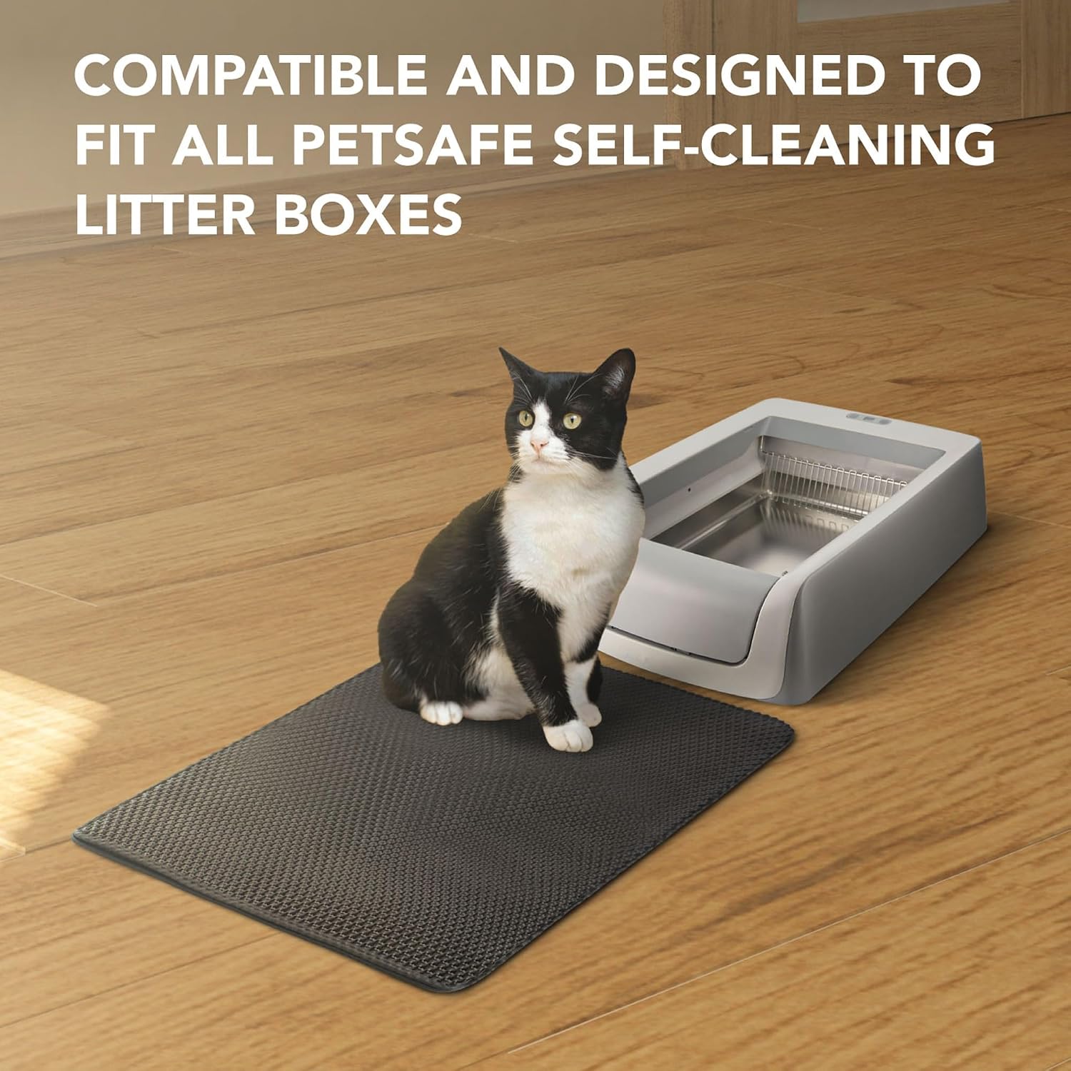 Cosparx replacement litter tray showing stainless steel texture