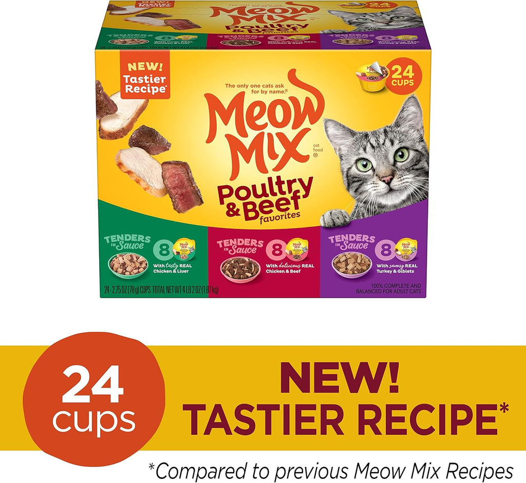 Meow Mix chicken and liver wet cat food cup