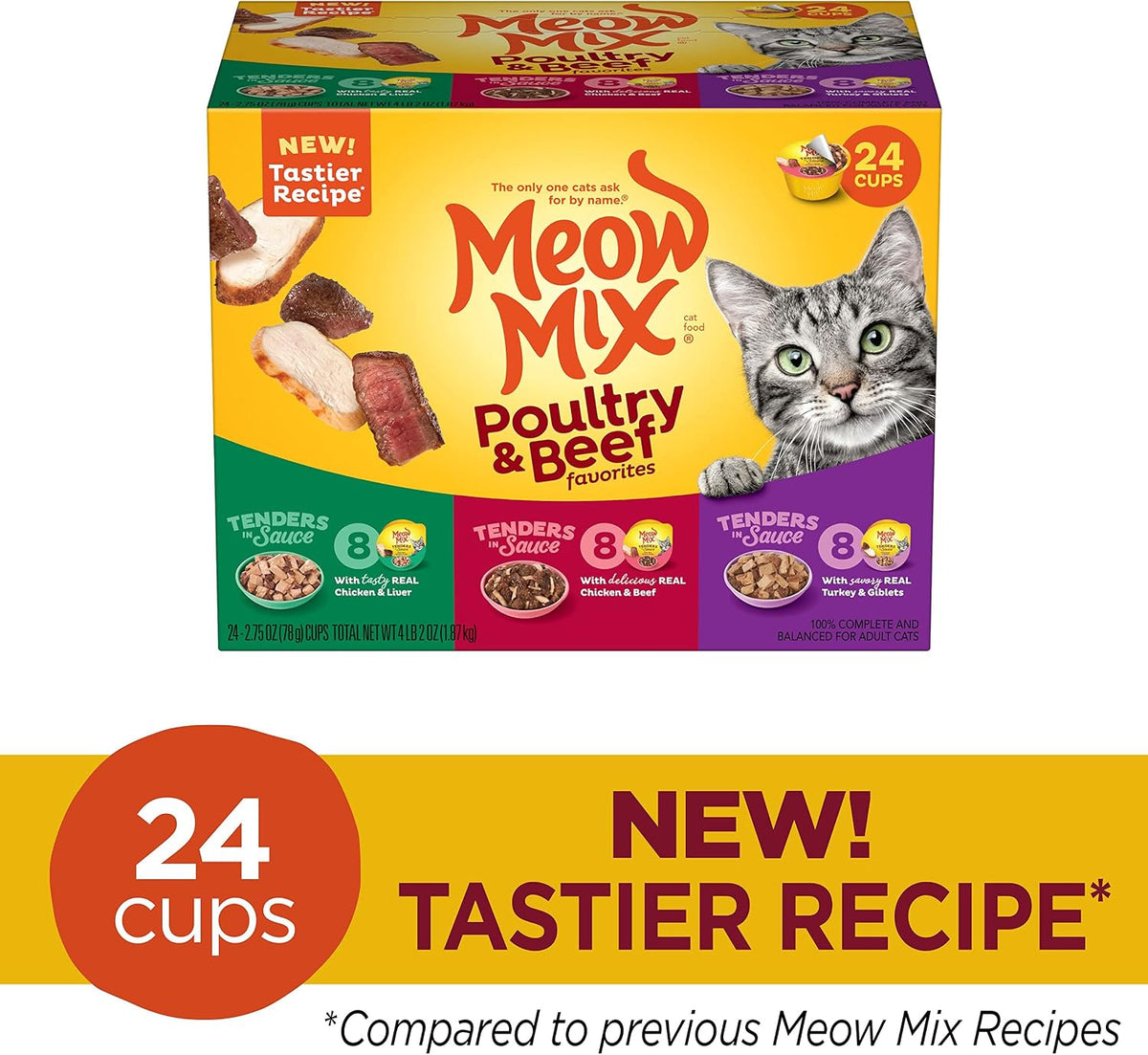Meow Mix chicken and liver wet cat food cup