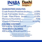 Inaba cat food cup nutritional information label detail