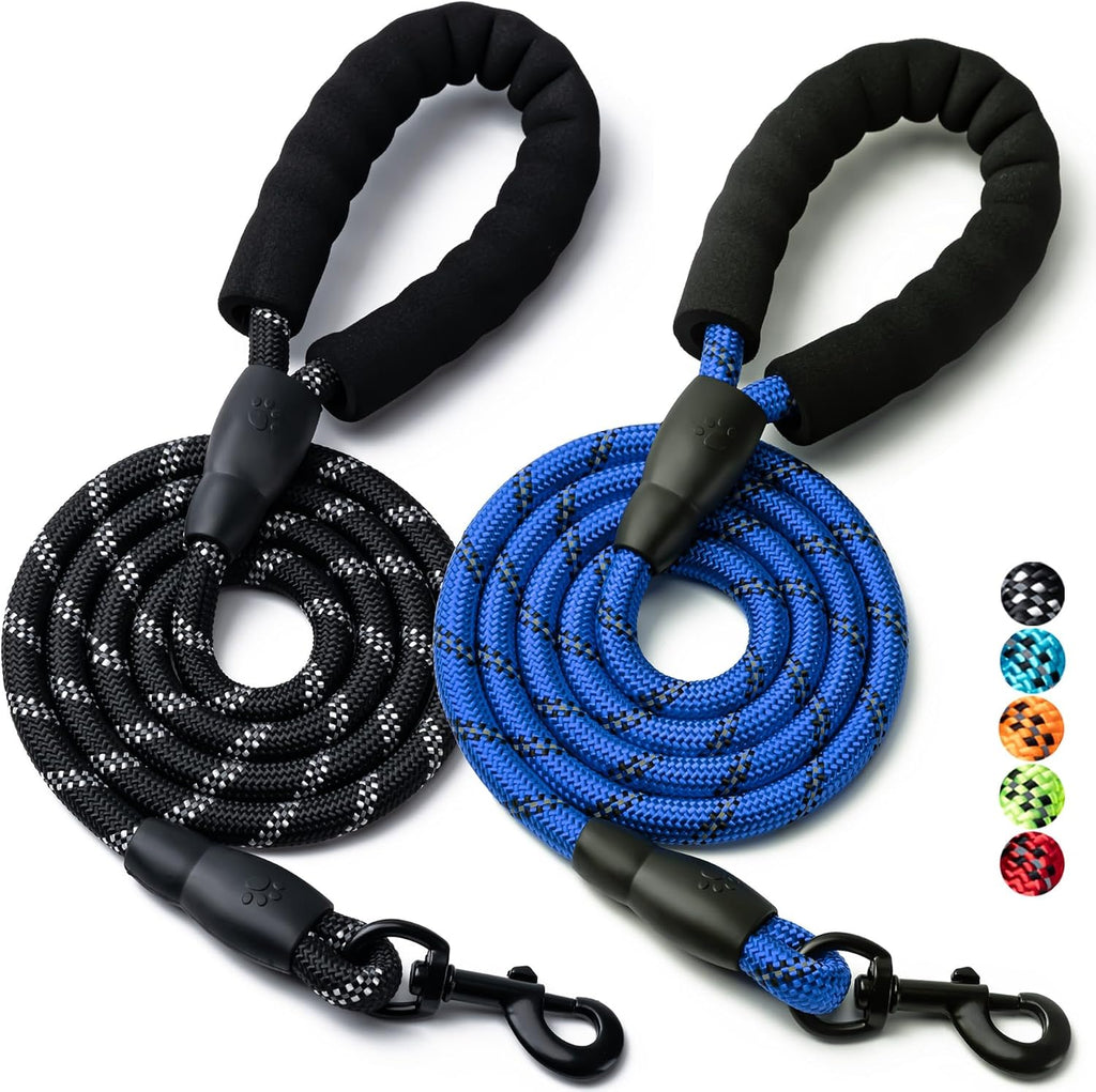 2 Pack Dog Leash, 4/5//6 FT Heavy Duty Nylon Rope Pet Leashes with Comfortable Padded Handle, Reflective Dog Leashes for Small Medium and Large Dogs (5FT-1/2,Black/Black) - Image 11