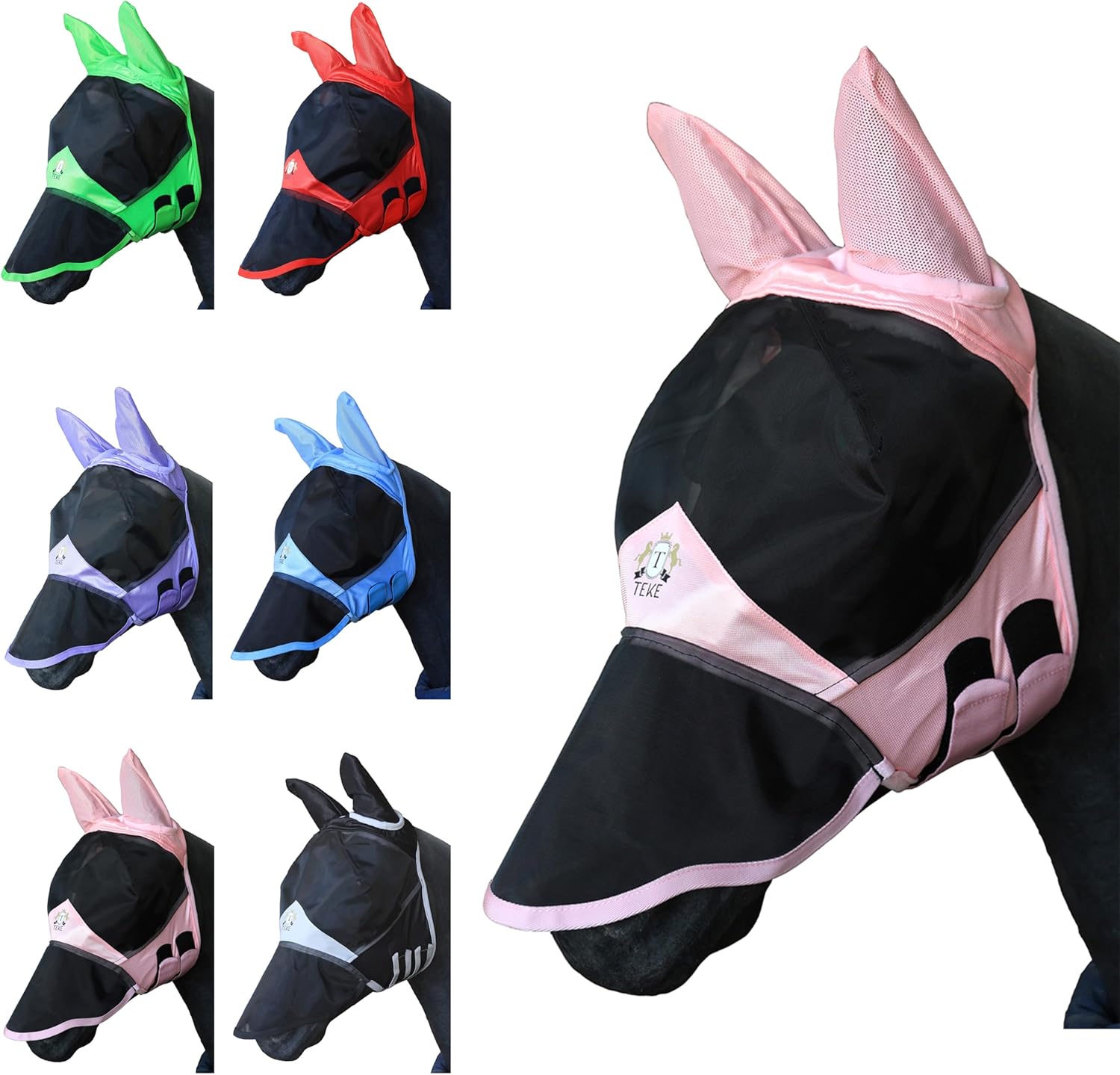 T TEKE Fine Mesh Horse Fly Mask w/Ears & Nose, UV Blocking 3D Eye Visor with Extra Fleece Cushioned Forehead, Protection from Insect Pests - Image 13