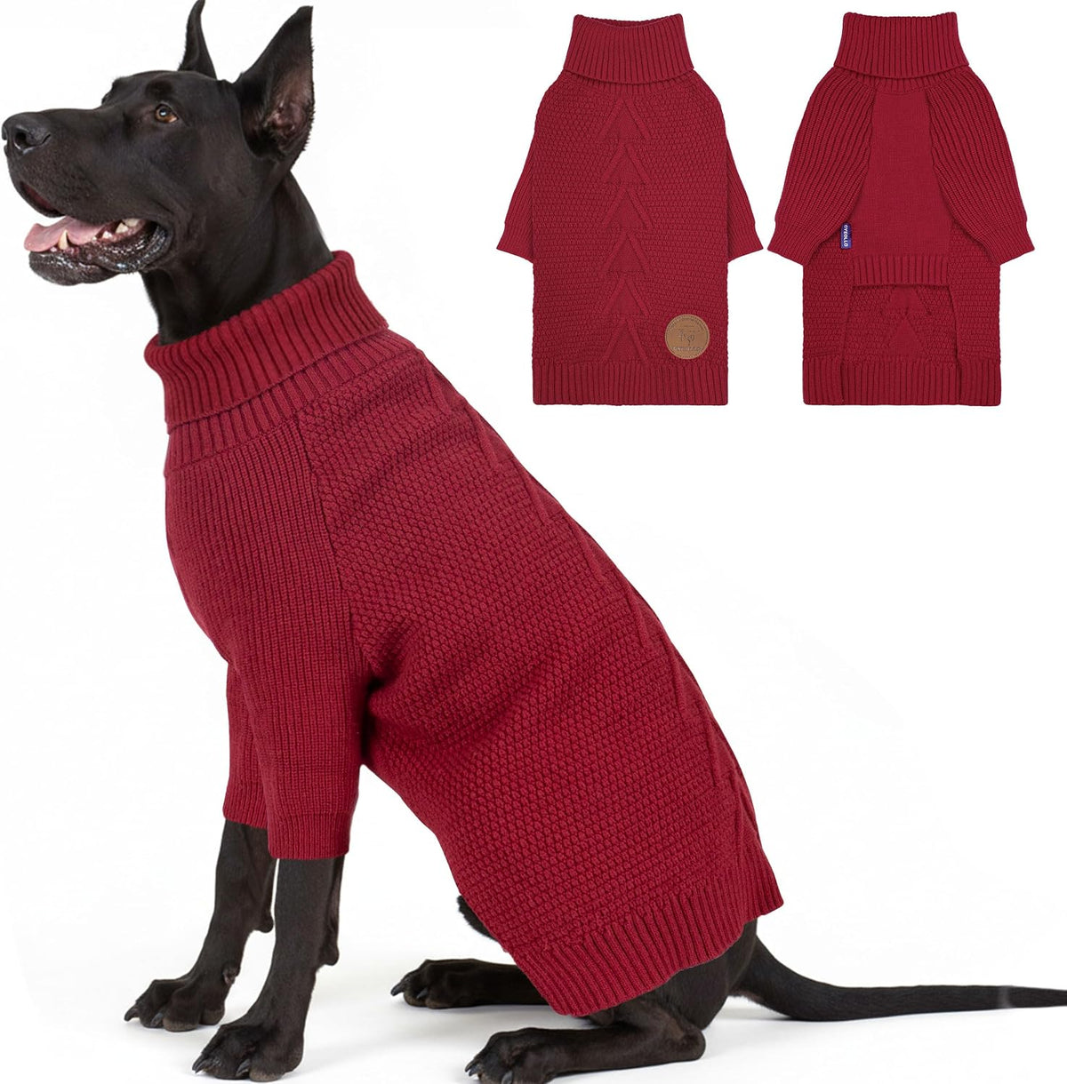 cyeollo Dog Sweaters for Small Dogs Boy, Pullover Turtleneck for Dogs Male, Knitted Doggy Fall Winter Warm Cold Weather Dog Clothes Apparel with Sleeves, Navy L - Image 13