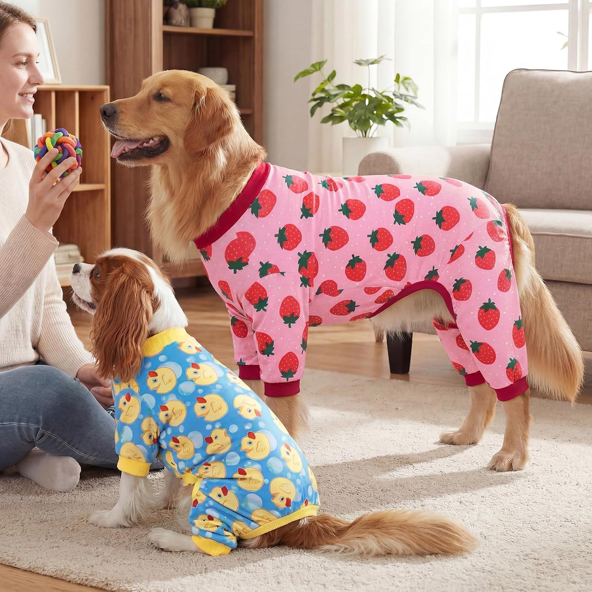 XPUDAC soft polyester pet jumpsuit set neatly folded to show fabric quality