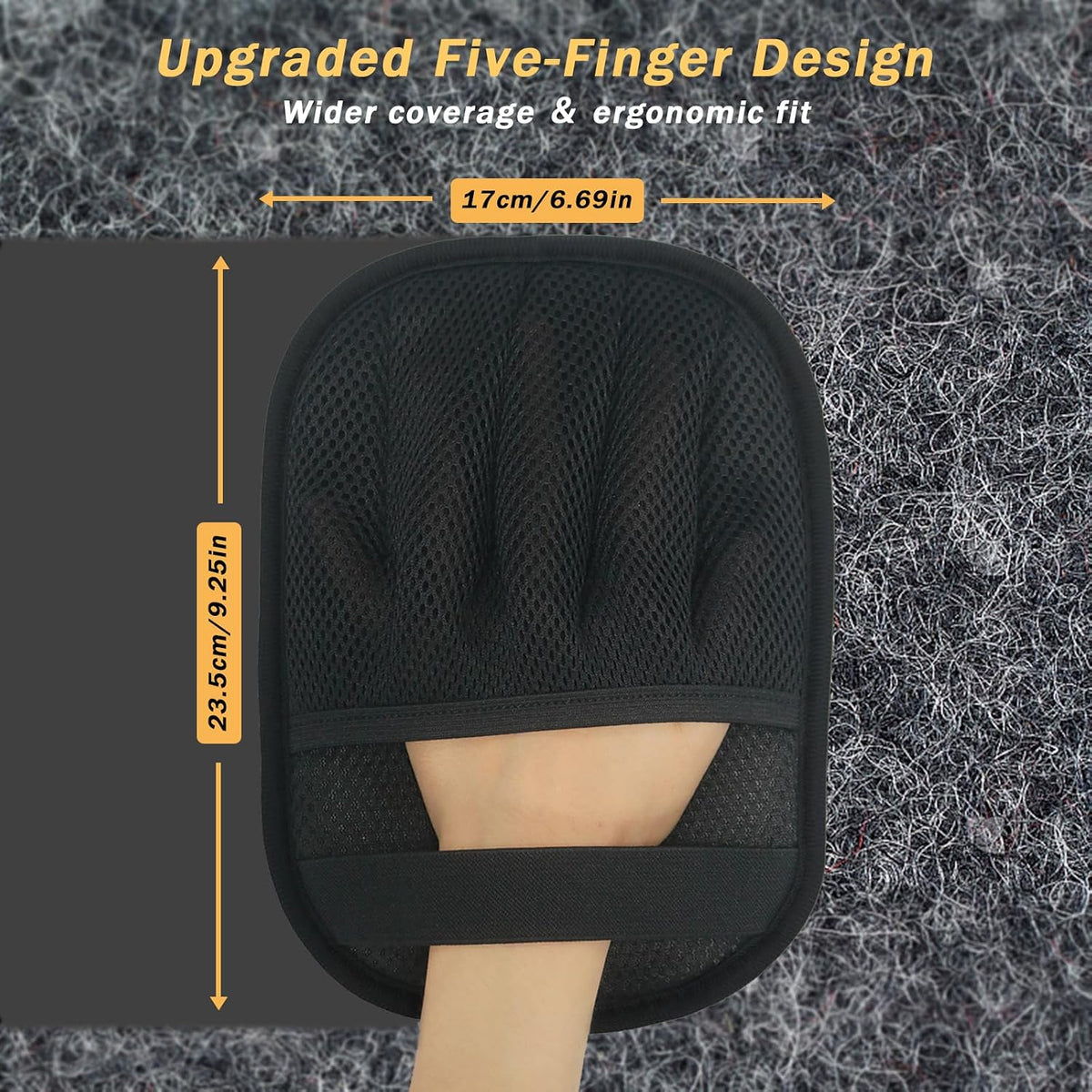 AUBELL electrostatic pet fur remover glove five finger mesh design