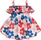Fitwarm Flamingo Dress, Summer Clothes for Small Dogs Girl, Ruffled Hawaiian Sundress, Pet Outfit, Blue, Pink, Medium - Image 12
