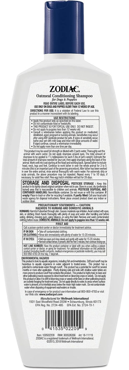 18 fluid ounce bottle of Zodiac flea and tick shampoo