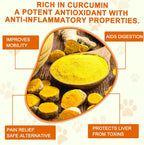 Alivo Turmeric dog chewable tablets packaging highlighting hip and joint support benefits