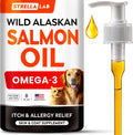StrellaLab Salmon Oil liquid pet supplement front view bottle with pump dispenser.
