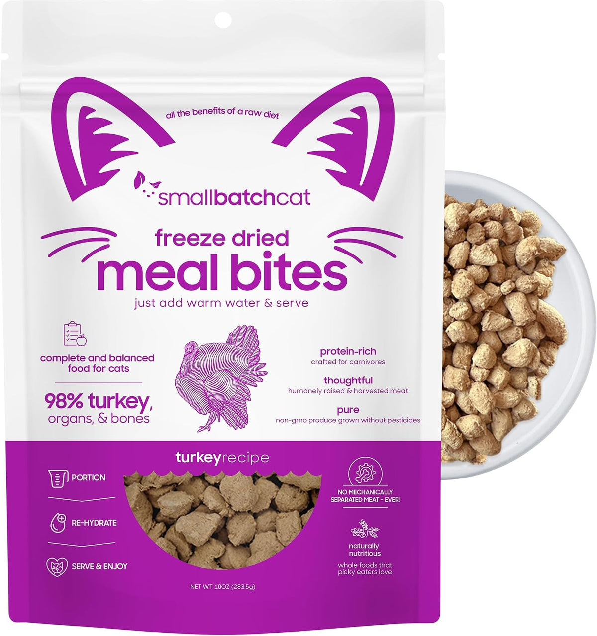 smallbatch Freeze-Dried Raw Cat Food, Shelf Stable Food Bites, Chicken Recipe, High Protein Meal or Topper for Cats, Humanely Raised Meat, Organic, Non-GMO Produce, Made in the USA, 10oz Bag - Image 9