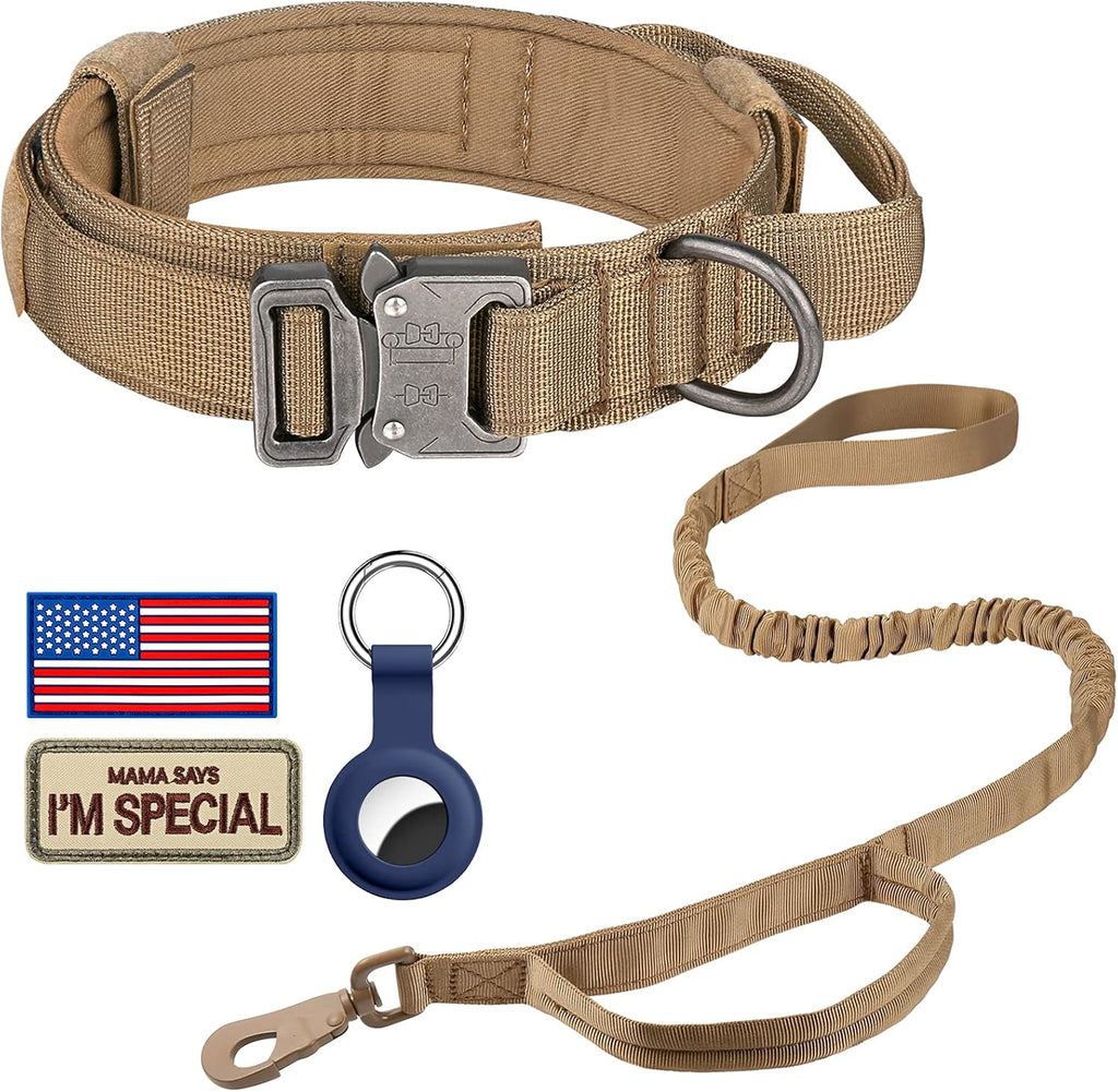DAGANXI Tactical Dog Collar, Adjustable Military Training Nylon Dog Collar with Control Handle and Heavy Metal Buckle for Medium and Large Dogs, with Patches and Airtags Case (L, Black) - Image 11