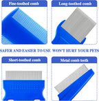 Close up of stainless steel teeth on pet comb