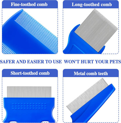 Close up of stainless steel teeth on pet comb