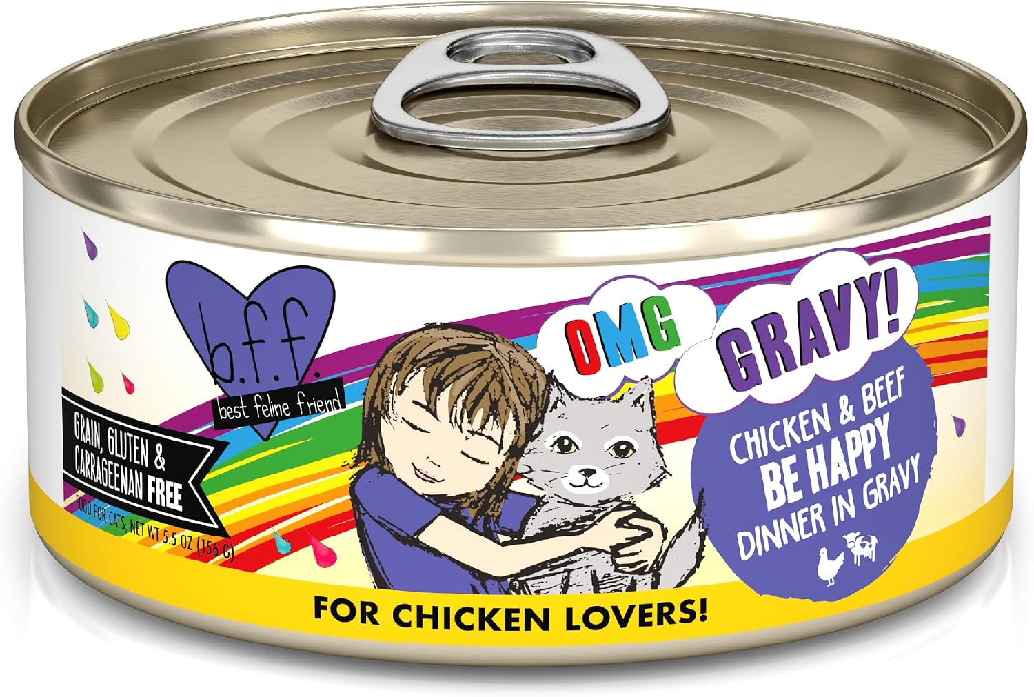 Weruva B.F.F. OMG - Best Feline Friend Oh My Gravy!, Variety Pack, Rainbow Road, Wet Cat Food By, 2.8oz Can (Pack of 12) - Image 12
