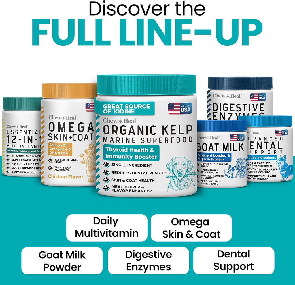 Chew Plus Heal Labs kelp powder for skin and coat health