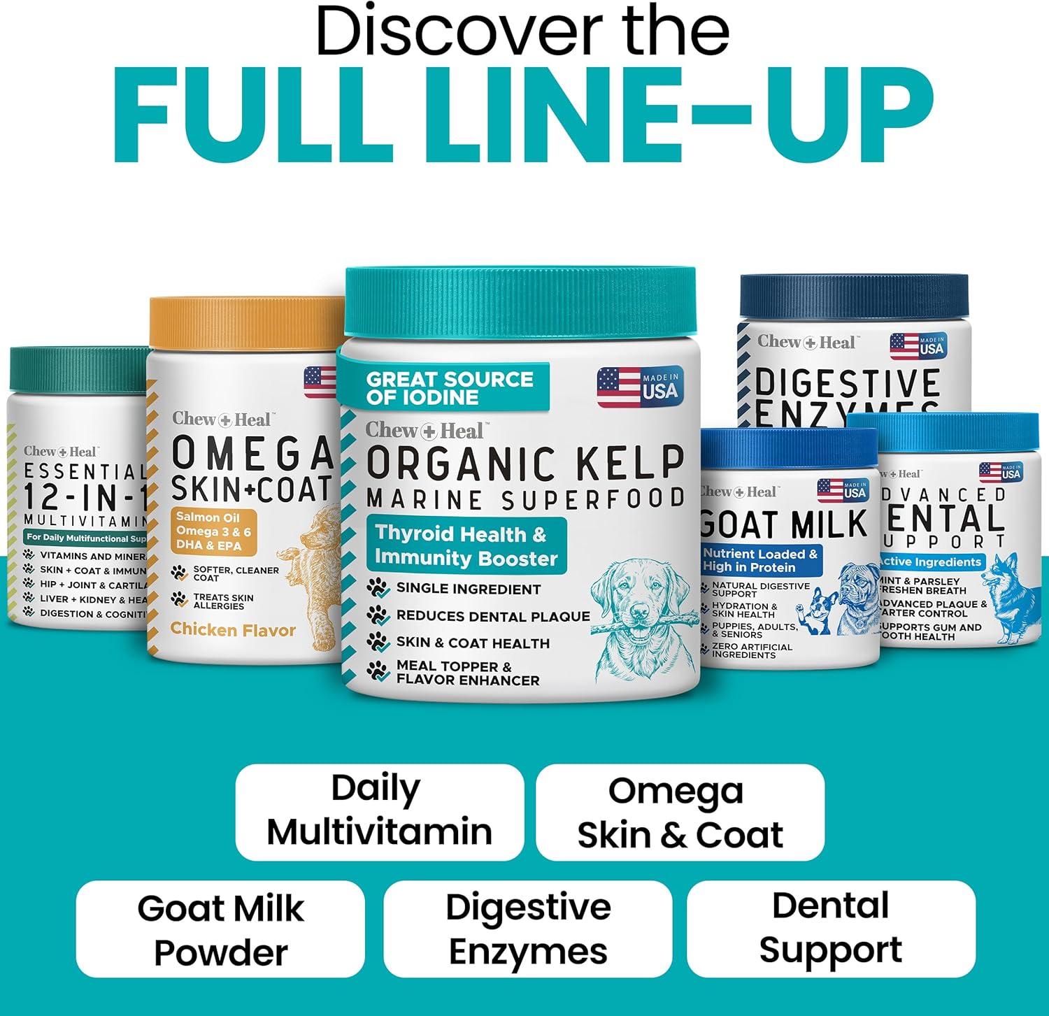 Chew Plus Heal Labs kelp powder for skin and coat health