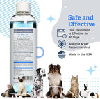 Close up of Allertech pet shampoo label detailing allergy relief features