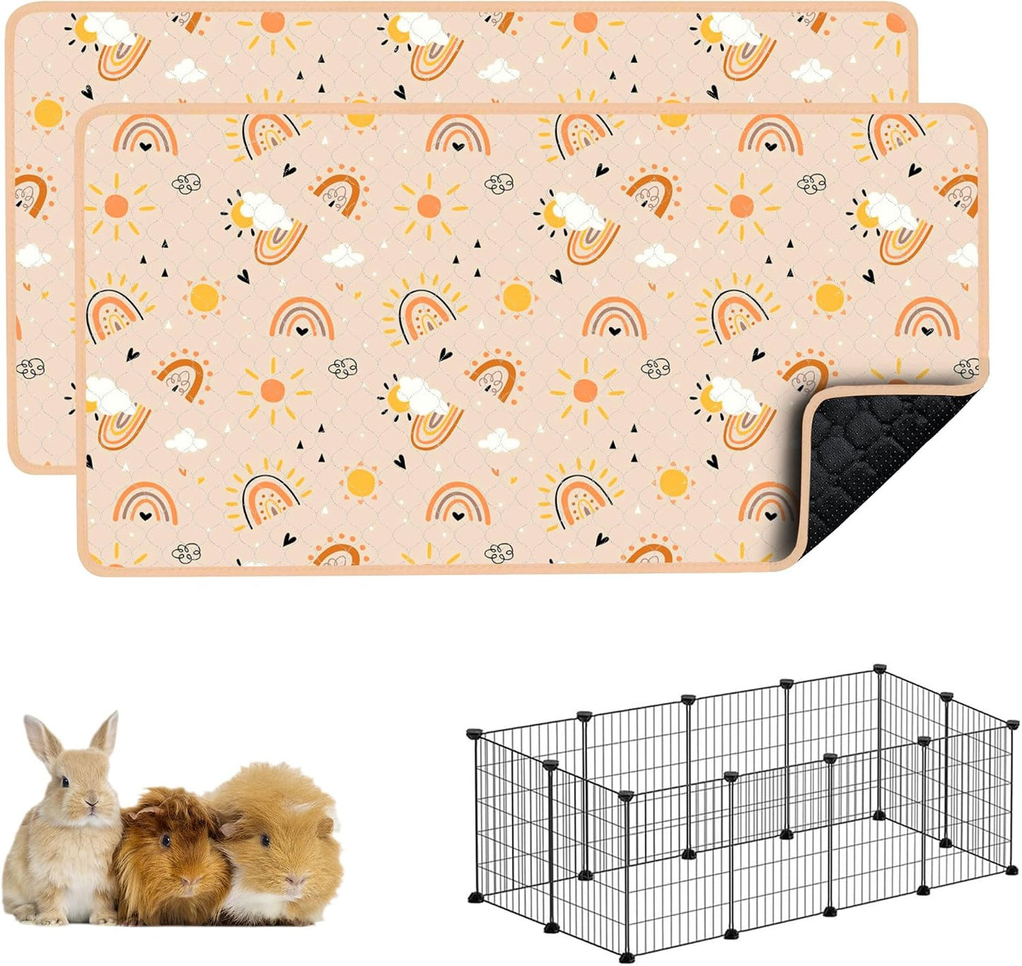 Guinea Pig Cage Liners, 2 Pack 49x24in Washable Guinea Pig Bedding, Waterproof Reusable & Anti Slip, Super Absorbent Guinea Pig Pee Pad for Small Animal, Rabbit, Bunny, Chinchilla, Brown - Image 10