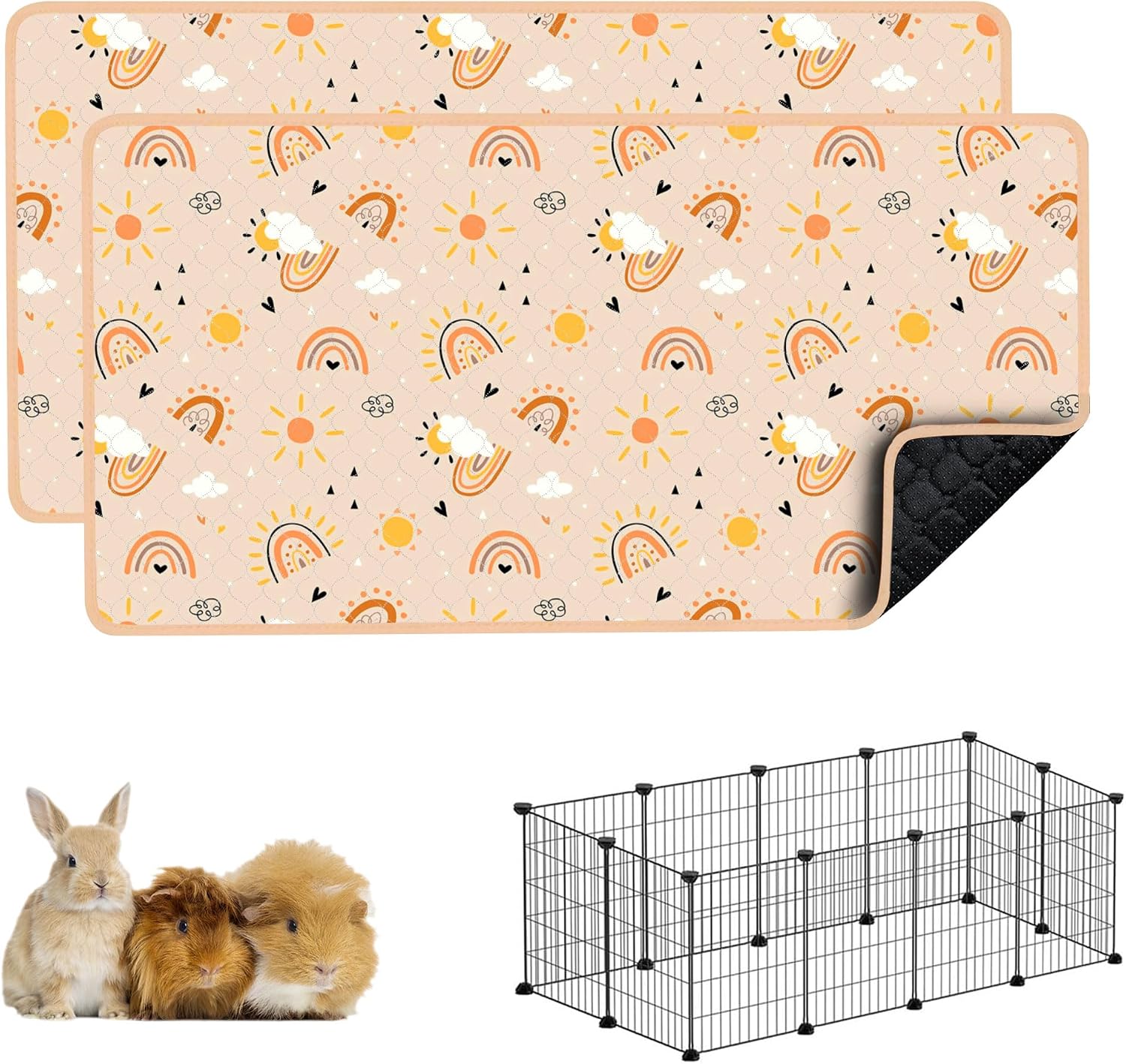 Guinea Pig Cage Liners, 2 Pack 49x24in Washable Guinea Pig Bedding, Waterproof Reusable & Anti Slip, Super Absorbent Guinea Pig Pee Pad for Small Animal, Rabbit, Bunny, Chinchilla, Brown - Image 10