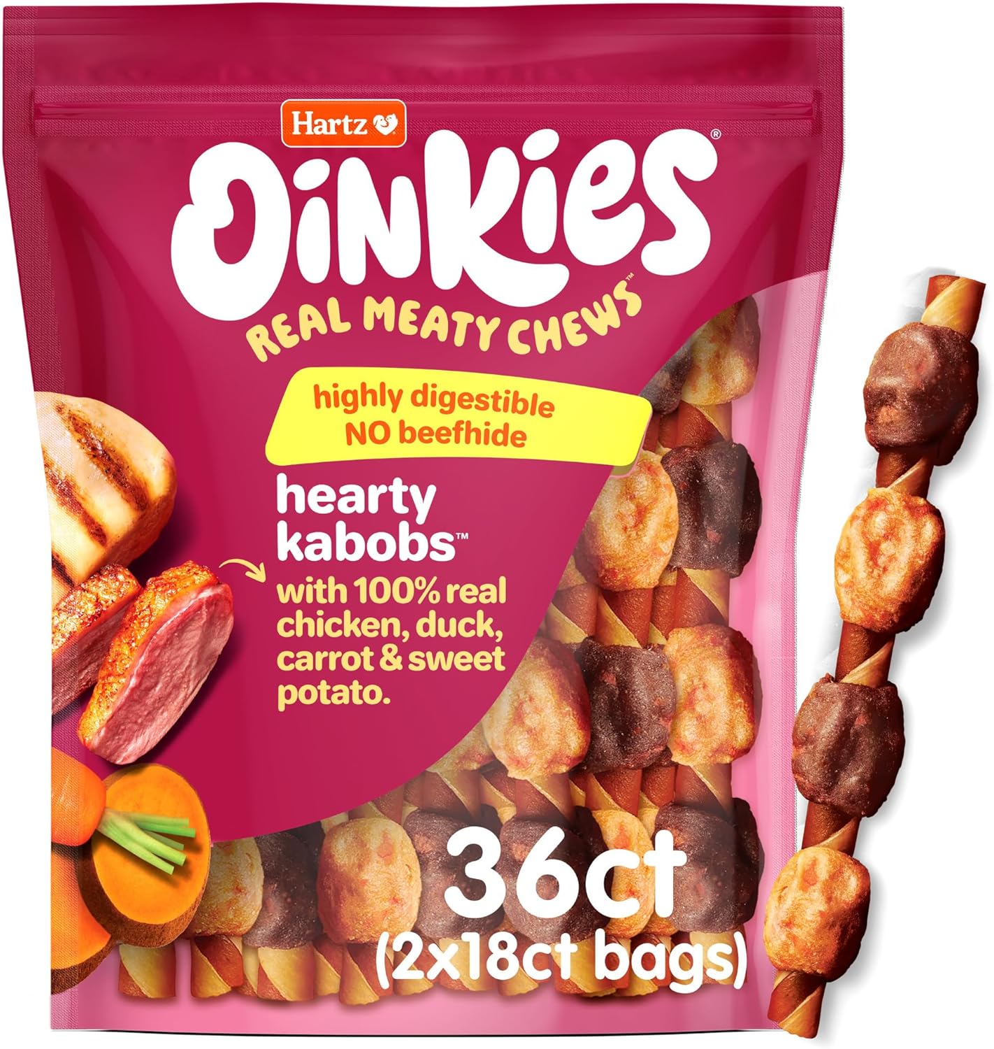 Oinkies Hearty Kabobs RawhideFree Dog Treats, 18 Count - Image 9