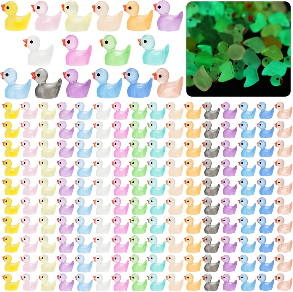 CRTWDMAN luminous mini resin ducks front view showcasing 240 pieces bulk pack