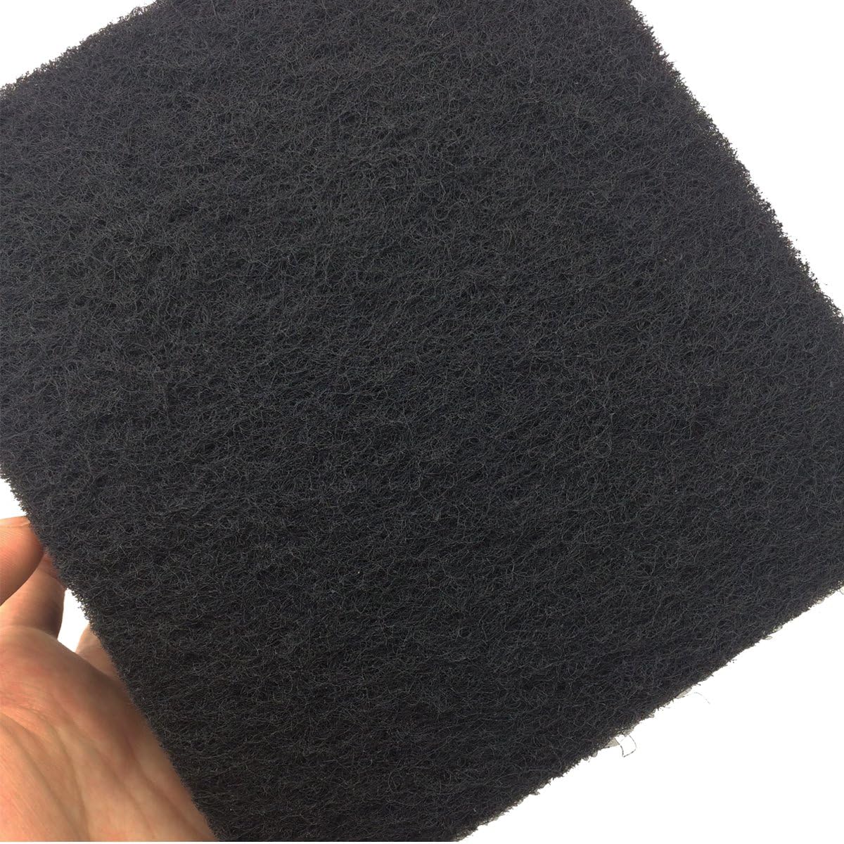 Pack of six black activated carbon odor filters stacked together