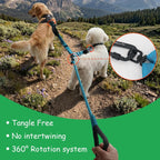 Dual dog leash with three hundred sixty degree swivel connector