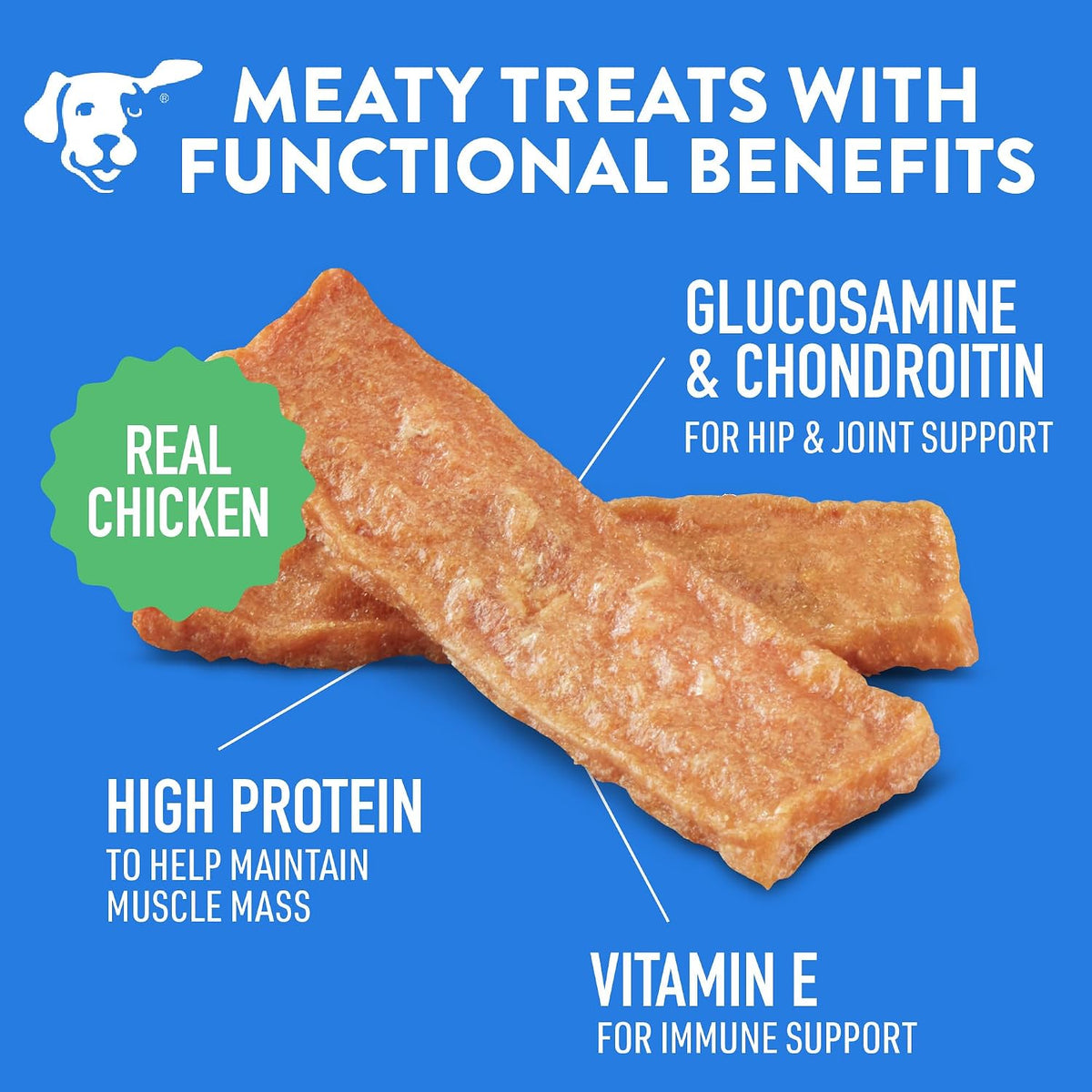 Close up of Dogswell hip and joint jerky strips