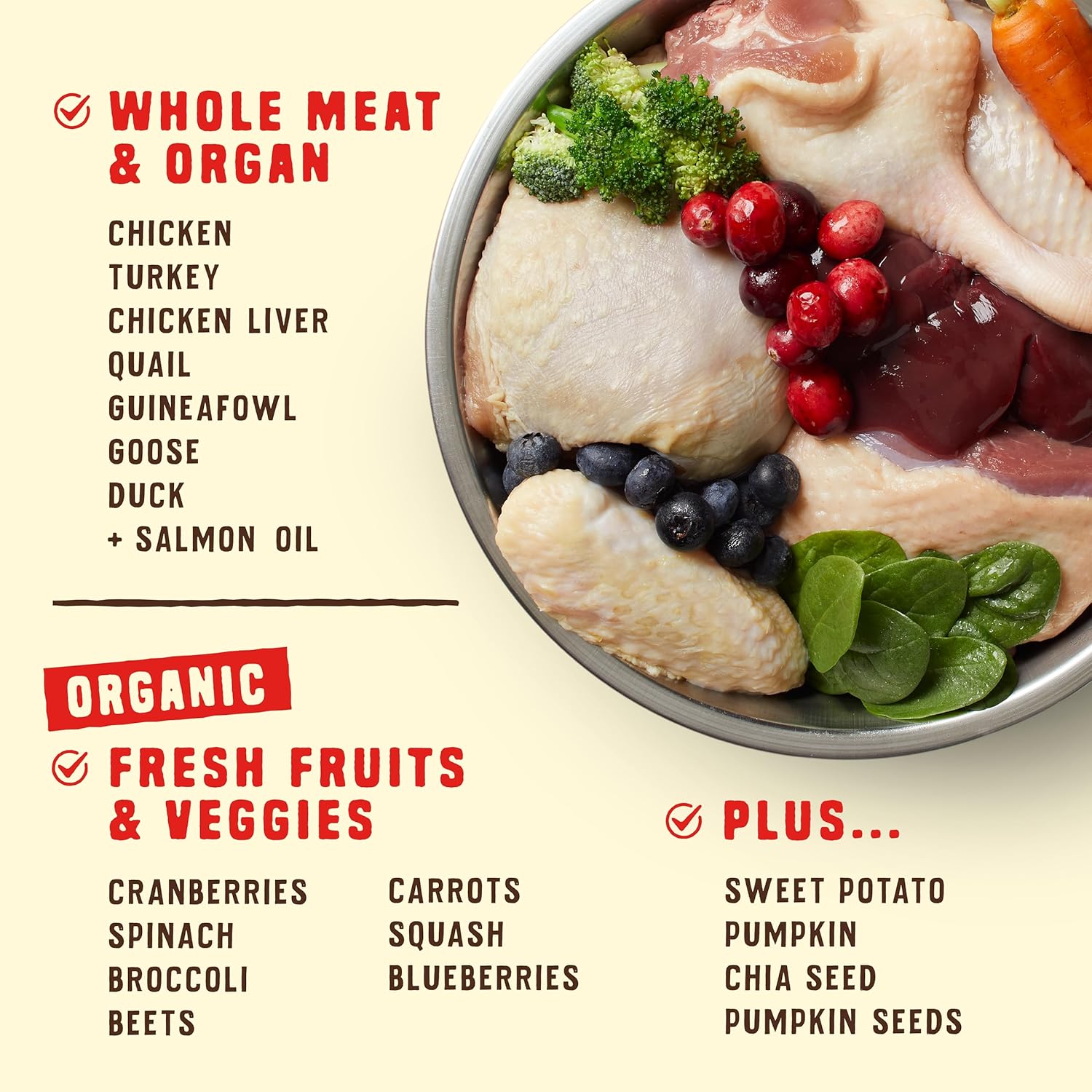 Premium raw coated grain free kibble for picky dogs packaging details