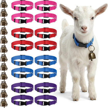 Gindoor Maquita 12 pack goat collars with bells front view showing four assorted colors