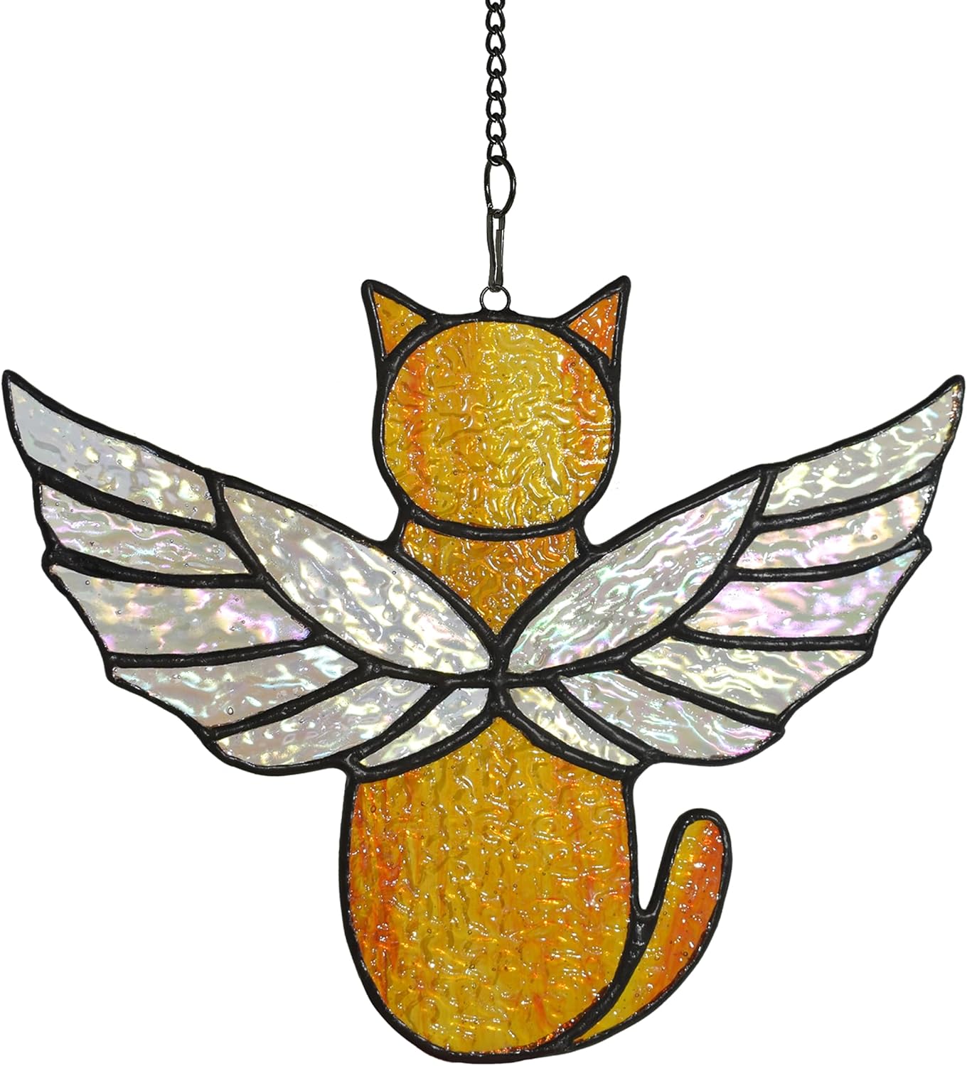 Angel Rainbow Wing Memorial Gifts - Stained Glass Cat Suncatcher, Loss of Cat Sympathy Gift (Black) - Image 9